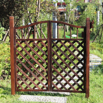 Partition fence door small wooden door small yard outdoor decoration courtyard outdoor garden door double Open carbonized wood fence