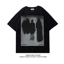 ZOROHOM Dark Black Style Graffiti Characters Cut round collar short sleeves T-shirts Men and women Loose Summer Tide to hit the undershirt