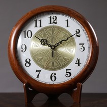Chinese solid wood clock creative personality atmospheric clock living room desktop desktop table clock American retro vintage ornaments