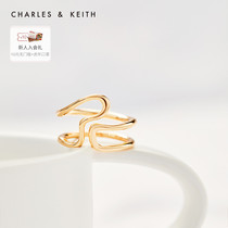 CHARLESKEITH SPRING NEW CK5-32120320 LADY RIPPLING IRREGULAR METAL PERSONALITY RING