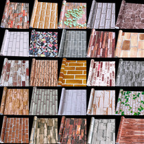 Antique brick wallpaper self-adhesive background wall Net hotel wall skirt thick barbecue bar snack bar gray wallpaper
