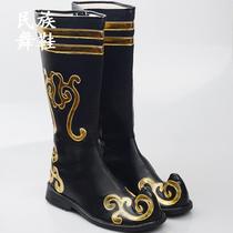 Tibetan dance shoes mens ethnic minority style dance shoes Xinjiang Mongolian boots mens high-barrel dance 