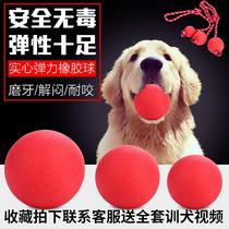 BoomersaysmoyetDog nets Red diha Puppy toys resistant to bite puppies rubber rugby ball bagbrother wearing rope