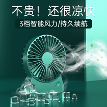 USB small fan Mini silent handheld electric fan Portable portable small electric hand-held student children rechargeable dormitory Big wind office desk Cute halter neck desktop bed
