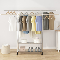 Single rod type stainless steel drying rack Floor folding bedroom balcony household telescopic cold hanging clothes drying shelf rod