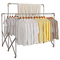 Stainless steel double pole drying rack lifting hanger floor hanging hanger floor folding indoor telescopic mobile balcony outdoor drying quilt rack