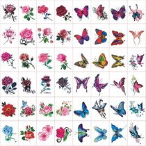 Color butterfly tattoo stickers scar waterproof female durable net red tattoo stickers small flowers 50 set stickers