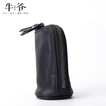 Manual car key bag male and female multifunction kneading cow leather lock spoon bag genuine leather zipped zero wallet personality card bag
