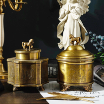 Mia home brass French vintage imported storage jar villa high-grade tea coffee can can craft ornaments