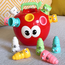 Apple catch a pair of childrens hand-eye coordination puzzle early teaching toy baby finger puppets digital color pairing