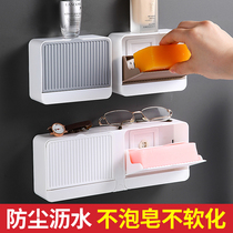 Drain soap box non-perforated toilet with lid soap box bathroom wall-mounted creative soap box storage rack light luxury
