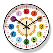 Childrens room wall clock early education learning silent clock clock kindergarten classroom students recognize watch automatic time radio clock