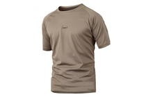 Rhinoceros German military fans outdoor elastic short sleeve T-shirt quick-drying fabric mesh breathable fabric sand color
