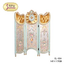 Julianne French European elegant solid wood carved partition villa decoration Painted folding triple double-sided screen