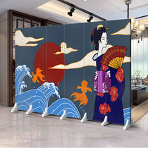 Japanese style and wind Ushiji screen tattoo Japanese cuisine sushi restaurant partition restaurant Zhaojia cat cover background wall