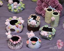 Creative Amei handmade three-dimensional cute cartoon cotton glaze breathable succulent plant flower pot desktop flower