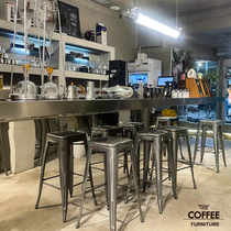Net red stainless steel bar stool industrial wind stainless steel cement table iron bar stool small coffee table bar chair