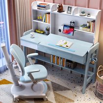 Solid wood desk bookshelf integrated table small family type home children study table bedroom minimalist elementary and middle school students writing desk
