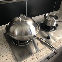 Germany 316 stainless steel wok Non-stick wok uncoated fume-free rivet-free pot Flat-bottomed wok 32cm