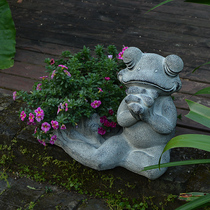 Creative garden decoration yoga frog animal flowerpot outdoor courtyard top floor balcony fleshy flower device floor ornaments