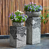 Chinese style artificial stone pier Villa small courtyard cement flower pot decoration creative outdoor flower trough garden decoration layout