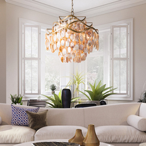 Japanese American chandelier living room clothing store creative personality shell dining room bedroom cloakroom light luxury crystal copper lamp