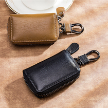 New multifunctional genuine leather car key bag men remote control key protective sleeve Mini fashion waist hanging lock spoon bag