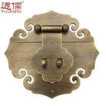 Distant Confucian bronze carving Chinese antique camphor wooden box brass buckle calligraphy and painting wooden box accessories copper box buckle Xiangyun YRD033