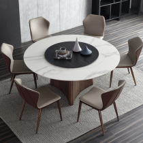 Italian light luxury Rock board table simple ins marble round table turntable home 10 people Hotel Round Table 1 8 meters
