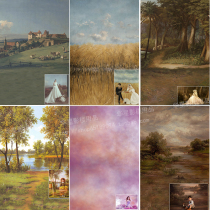 Scenery oil painting background cloth Child retro spray painted background paper Studios photo dream Painting full family fo oil painting