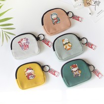 Charme Cat Small Wallet Zero Wallet Cute Card Bag Key Bag Canvas Coin Bag Containing Cloth Art Student Headphone Bag