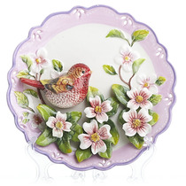 Ceramic relief painted decorative plate blue magpie seat plate Red magpie sitting plate gray Magpie hanging plate home decoration wall decoration