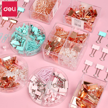 Deli dovetail long tail ticket holder set I-shaped nail document test paper iron clip paper clip folder iron large multi-function small office stationery fishtail clip stainless steel butterfly clip