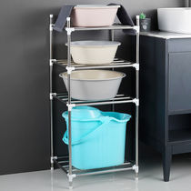 Stainless steel washbasin shelf multi-layer thick four corner frame kitchen floor basin rack toilet storage rack storage rack