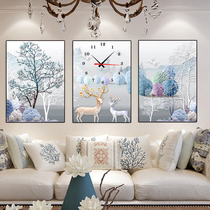 Nordic hanging painting decoration painting living room sofa background wall modern simple style wall clock frameless painting clock triplet