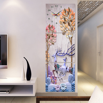 Vertical frameless decorative painting porch corridor wall hanging painting art mute clock Vertical triple painting European style