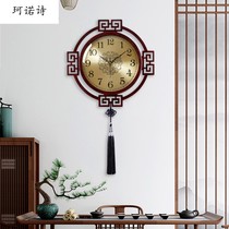 New Chinese Home Living room hanging bell China Wind Restaurant bedroom Clock Creative Wall Decoration Silent Wooden Clock