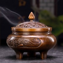 High-end brand pan incense burner pure copper incense burner home sandalwood stove agarwood incense incense burner tea ceremony antique incense stove