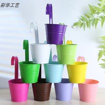 Medium European balcony guardrail hanging pot pot iron pans green planting hanging basin detachable adhesive hook flower bucket