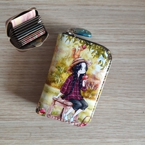 New painted hand-painted accordion card with Korean version Cartoon Printed Card Bag Cute Little Bag Zero Money Short Wallet