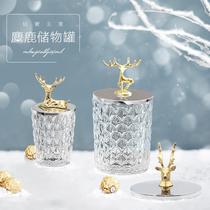 Creative light luxury candy jar living room coffee table glass storage jar toothpick tube cotton swab candy storage box home accessories
