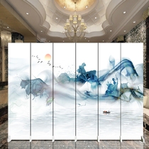 Screen partition wall simple folding Chinese bedroom living room hotel office modern mobile double-sided fabric folding screen