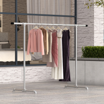 Galvanized steel pipe drying rack floor balcony outdoor hanging hanger simple single pole type floor drying Rod cold clothes drying