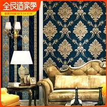 3D three-dimensional European Damascus wallpaper luxury bedroom living room engineering background wall home decoration glue wallpaper