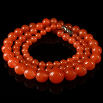 50 92G watery cherry red agate round bead tower chain necklace