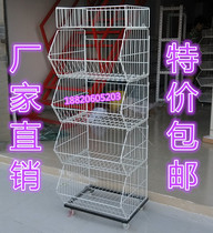 Supermarket oblique basket shelf Small food rack Pharmacy toy store convenience store bread display rack with wheels snack rack
