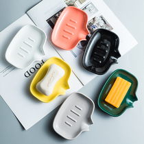 Creative ceramic drain soap dish hotel bathroom household cleaning soap box scented cloth simple tray