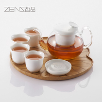 Heart-made space design Zhepin fish lotus white tea set Ying Run delicate color white
