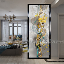 European living room art glass screen partition decoration Modern simple entrance frosted light luxury abstract painting rich deer