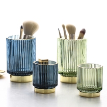 Nordic vintage gold-rimmed glass storage jar makeup brush eyebrow pencil storage tube beauty egg ins light luxury table top ornaments